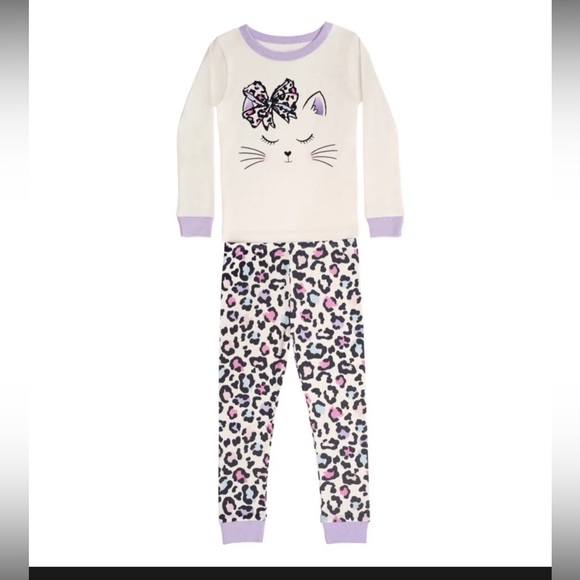 Girls Member’s Mark 4 Piece Cotton Snug Fit Pajamas Size 8 NWT - Picture 2 of 3